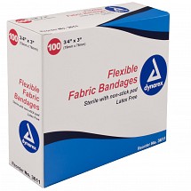 Sterile Flexible Bandage Strips, Fabric, 3/4
