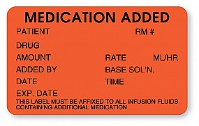 IV Medication Added Label, Size: 2-1/2