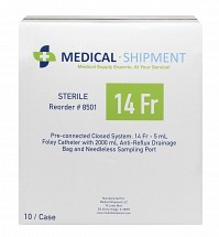 Foley Catheter Kit, Latex, 5cc, Sterile, 14FR, 10/case