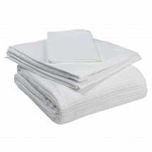 Bed Linen Package Includes: Draw Sheet, Fitted Bed Sheet, Flat Bed Sheet, White Pillow Case