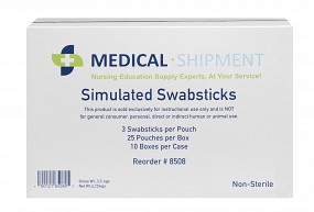 Simulated Swabstick w/Distilled Water, Non-Sterile, 3/pouch, 250/case