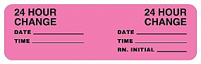 Tubing Change Label, 24 Hour Change, Pink,  Size: 3