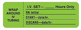 I.V. Tubing Change Labels, Hours Only, Green Size: 1 x 3  885/Roll