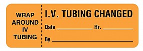 IV Tubing Changed Label, Orange, Size: 3