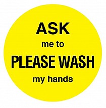 ASK WASH HANDS, Hand Hygiene Label, 2-1/2, 1/each