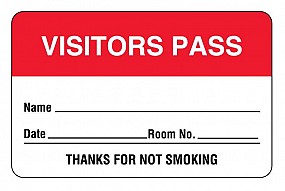 VIsitors Pass, Red,  Size: 1.75