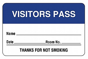 Visitors Pass, Blue,  Size: 1.75