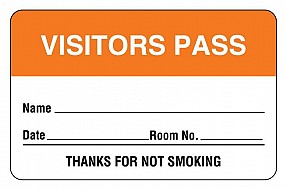 Visitors Pass, Orange,  Size: 1.75