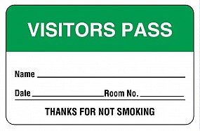 Visitors Pass, Green,  Size: 1.75