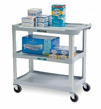 Contemporary Design Utility Cart, Plastic, Three Shelf, 1/each