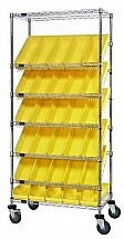 Mobile Slanted Wire Shelving Unit, 1/each