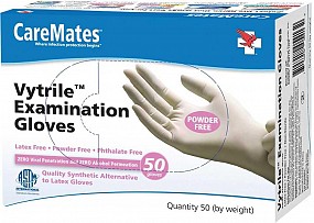 CareMates Vytrile Examination Gloves, Medium,  Non-Sterile, 100/box