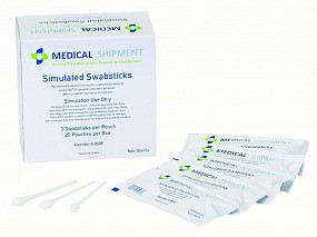 Simulated Swabstick w/Distilled Water, Non-Sterile, 3/pouch, 25/box