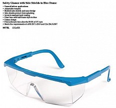 Safety Glasses with Sideshield in Blue Frame, 1/each