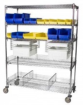 6 Shelf Adjustable Chrome Supply Cart, 1/each